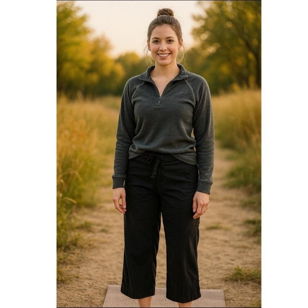 Lucy‎ Black Drawstring Waist Cargo Style Yoga  Pants Size Large S